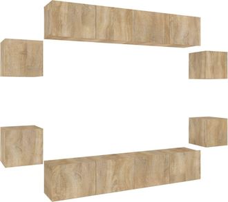 vidaXL Set De Muebles Para Tv 8 Pzas Madera Contrachapada Roble Sonoma Vidaxl