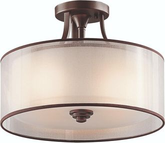 Loops 4 Bulb Semi Flush Light Light Umber Metallic Frosting Mission Bronze LED E27 60W