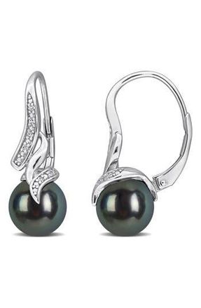 Delmar Tahitian Pearl & Diamond Drop Earrings in Black at Nordstrom Rack
