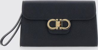 Ferragamo Pochette Gancini in pelle di vitello a grana con manico da polso
