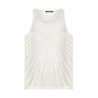 Roberto Cavalli Top With Ray Devor&eacute; Print - male - Roberto Cavalli - Sleeveless Tops - White - L - Tops