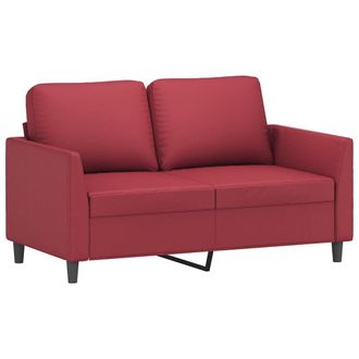 vidaXL Sof&aacute; De 2 Plazas De Cuero Sint&eacute;tico Rojo Vino 120 Cm Vidaxl