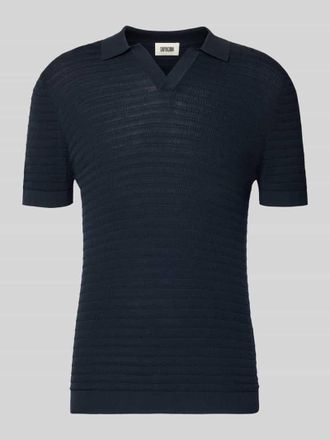 Drykorn Drykorn Slim Fit Strick-Poloshirt mit Strukturmuster Modell BRAIAN in Dunkelblau, Gr&ouml;&szlig;e XXL