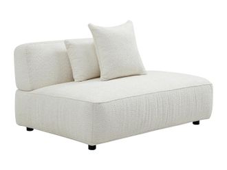 Vente-Unique Chaise Longue Destra In Tessuto Bouclette Bianco Sporco - Lelaco