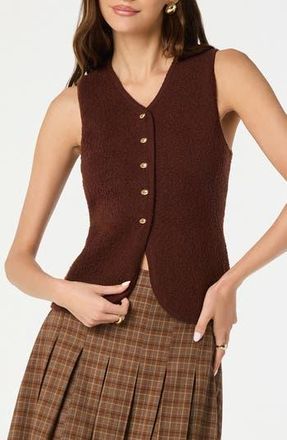 ASTR the Label Textured Longline V-Neck Vest in Brown at Nordstrom Rack, Size X-Large