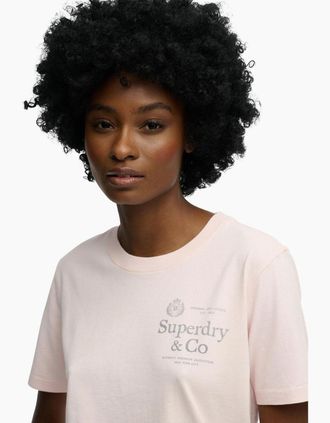Superdry Womens Superdry Womens Luxe Casual Relaxed Short Sleeve T-Shirt - Chalk Pink - Size: 12