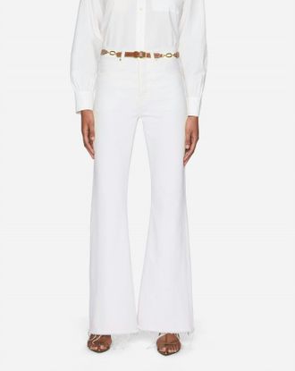 Frame Denim The Lax Wide Leg Jeans In White Raw Fray