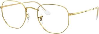Ray-Ban Hexagonal Optical Frame - unisex - Brillen - Geel - 53 MM - Leer - Accessoires