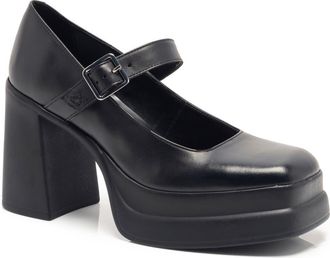 Free People Marais Platform Mary Jane Pump in Black Leather at Nordstrom, Size 10