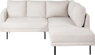 Beliani Beliani - Sof&aacute; Esquinero Moderno Tapizado 4 Plazas Patas De Metal Respaldo Acolchado Minimalista Tela Izquierdo Beige Claro Breda