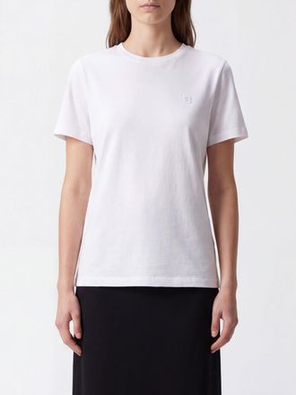 Balmain T-shirt girocollo in cotone con logo goffrato tono su tono e maniche corte