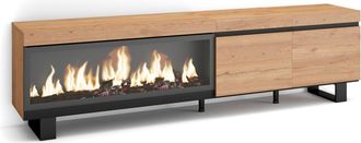 Skraut Home Skraut Home - Mueble Tv, Televisi&oacute;n, Muebles De Sal&oacute;n, Almacenaje, 210, Para Tv Hasta 80, Chimenea El&eacute;ctrica Xxl, Dise&ntilde;o Industrial, Estilo Moderno, R