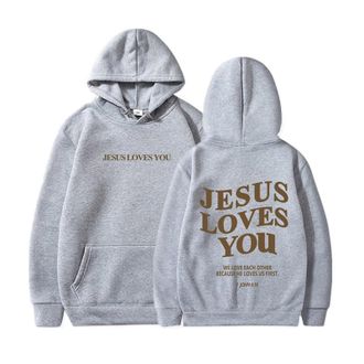Generic Christian Hoodies for Women Ladies Teen Girls UK Bible Verse Jesus Loves You Graphic Casual Oversized Long Sleeve Sweatshirts Drawstring Pockets Pullo