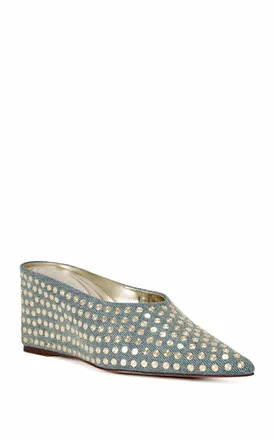 Azalea Wang Womens Neiza Studded Wedge Mule In Blue