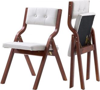 OEM Sillas Plegables De Madera Con Coj&iacute;n Acolchado 2 Piezas 575 X 480 X 800 Mm Marco De Madera Resistente Sillas Acolchadas Port&aacute;tiles Para Cocina, Oficin