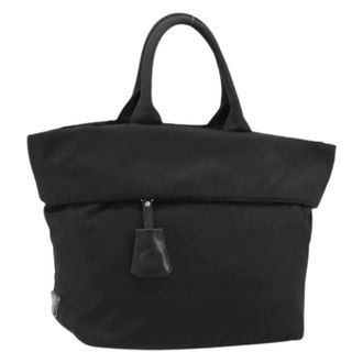 Prada Pre-owned Tote Bags, female, Black, Size: ONE SIZE Pre-owned Nylon Tote Bag