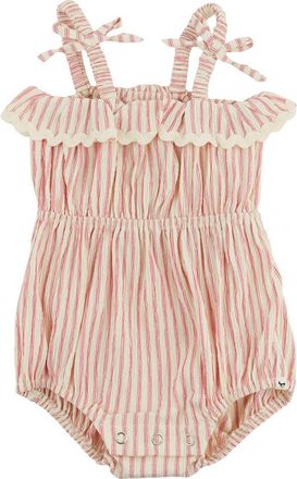 Oh Baby! Stripe Harriet Romper in Red Cherry at Nordstrom, Size 12-18M