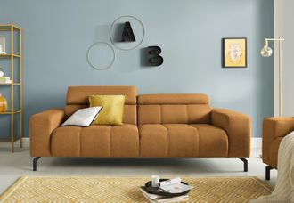 Domo Collection 2,5-Sitzer »Cunelli zeitlos und elegant, moderne Sitznähte als Designelement,« wahlweise mit 6-fach verstellbaren Kopfteilen, fester Sitzkomfort