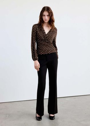Mango Blusa incrociata pois marrone - Donna - XXS - MANGO