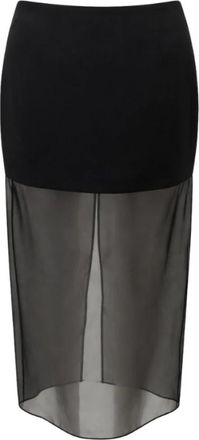 Simona Corsellini Gonna Midi in Cady con Trasparenza in Organza - Dames - Maxi Rokken - Zwart - S - Organza - Rokken