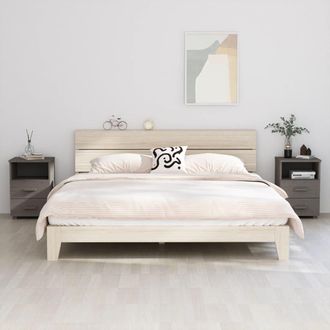 vidaXL Mesitas Noche 2 Uds Hamar Pino Macizo Gris Claro 40x35x62 Cm Vidaxl