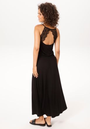 Aniston Sommerkleid ANISTON CASUAL, Damen, Gr. 36, N-Gr, schwarz, Single Jersey, Obermaterial: 95% Viskose, 5% Elasthan, unifarben, figurumspielend kn&ouml;chelfre