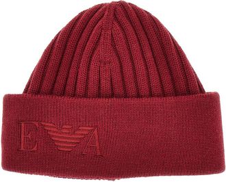 Emporio Armani Knitted beanie hat with logo embroidery Woman S