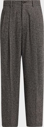 Dolce & Gabbana Men & apos;s Wool and Cotton Glen Plaid Wide-Leg Pleated Pants