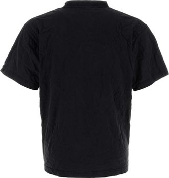 Balenciaga Mens Cotton Logo-Embroidered T-Shirt Black