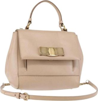 Ferragamo Pre-owned Leren Handtas - Dames - Vintage Handtas - Beige - ONE Size - Leer - Vintage