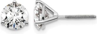 Diamond2Deal 14k White Gold 1 1/2 ct Round Lab Grown Diamond Stud Earrings Screw Back VS Clarity, D-E Color