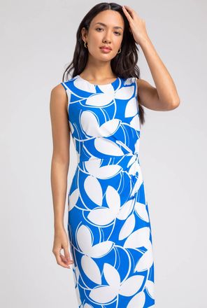 Roman Leaf Print Twist Detail Shift Dress