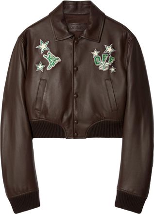 Off-white Leren bomberjack - Zwart