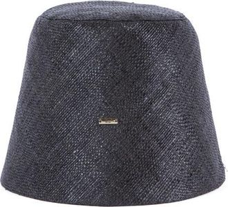 Eugenia Kim Ella Raffia Packable UPF 50+ Bucket Hat in Midnight at Nordstrom