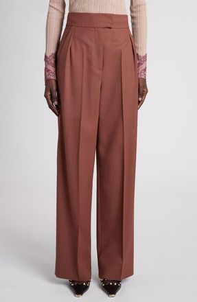 Valentino Garavani Functional Suiting Wool Trousers in Sand at Nordstrom, Size 42