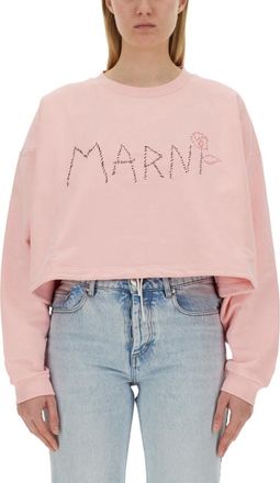Marni Pink Logo Crew Neck Sweatshirt