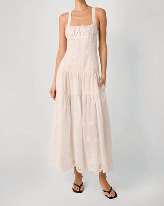 WeWoreWhat Ruched Cup Peplum Midi Dress In White