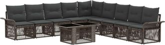 vidaXL Conjunto De Sof&aacute;s De Jard&iacute;n 10 Uds. Gris Y Gris Oscuro Vidaxl