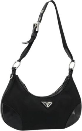 Prada Pre-owned Nylon Shoulder Bag - Dames - Vintage Schoudertas - Zwart - ONE Size - Nylon - Vintage