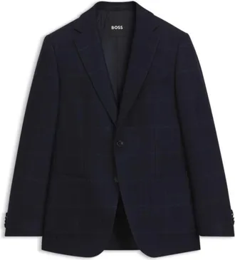 BOSS Slim-fit blazer in checked virgin wool