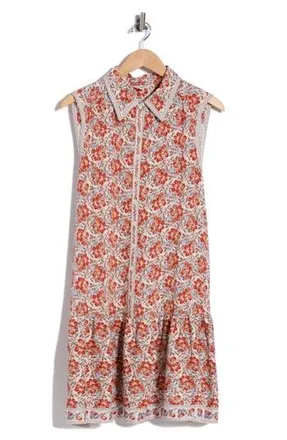 Max Studio Sleeveless Ruffle Hem Shirtdress in Cream/Sunset at Nordstrom Rack, Size 2X