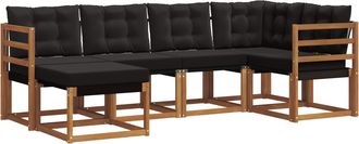 vidaXL Conjunto De Sof&aacute;s De Exterior 6 Uds. Natural Y Negro Vidaxl