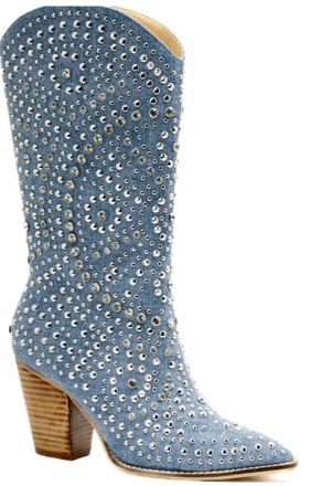 Corkys Footwear Womens Scootin Cowboy Boots In Blue Denim