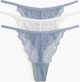 H&M 3er-Pack Tangas aus Spitze - Blue