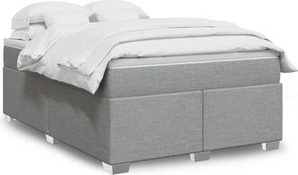 vidaXL Vidaxl - Cama Box Spring Con Colch&oacute;n Tela Gris Claro 160x200 Cm