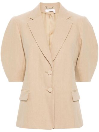 Chloé balloon-sleeve linen jacket - women - Linen/Flax/Silk - 38 - Neutrals