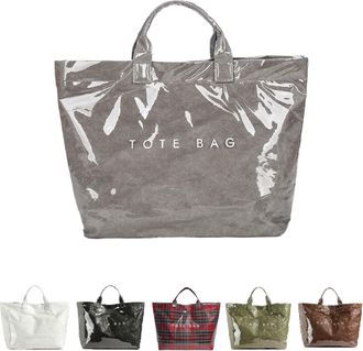 Generic Christmas Plaid Tote Bag for Women PVC Tote Bags Trendy ChristmasGift Bag Large Carry All Hobo Handbag for Shopping (Grey)