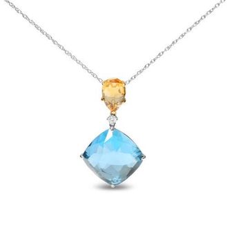 House of Brilliance 18K Gold Diamond Accent Citrine Topaz Dangle Pendant Necklace in Yellow at Nordstrom