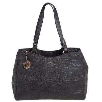 DKNY Dkny Grey Leather And Leather Tote Bag