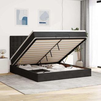 vidaXL Vidaxl - Estructura De Cama Otomana Colchones Terciopelo Negra 160x200cm